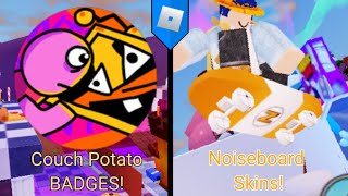 HOW TO GET Couch Potato BADGES and Noiseboard skins Super Scuffle ROBLOX [upl. by Resarf]