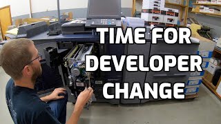 How to Replace Developer and Developer Unit on Konica Minolta c1070 and Other Digital Presses [upl. by Thorin]