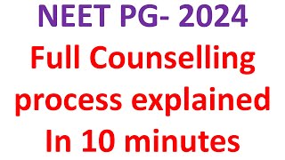 NEET PG 2024 Counselling Process NEET PG Counselling explained NEET PG 2024 Counselling schedule [upl. by Zuleika135]