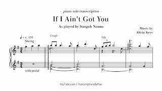 If I Aint Got You  Pop Song by Alicia Keys  Sheet music transcription [upl. by Leitnahs]