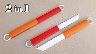 KAĞITTAN ÇİFT TARAFLI BIÇAK YAPIMI   How to Make a Double Paper Knife [upl. by Aralomo]