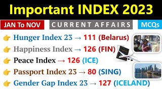 Index 2023 Current Affairs  सूचकांक 2023  Important Index 2023  Current Affairs 2023  Indologus [upl. by Nnylirej]