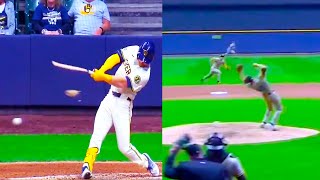 Oliver Dunn Breaks Bat and Almost Hits Stephen Kolek FULL CLIP Brewers vs Padres  MLB Highlights [upl. by Nira833]