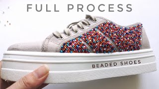 Beaded Shoes  Full Process [upl. by Annayt253]