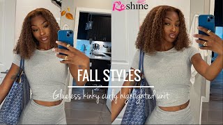 FALL LOOKS RESHINE KINKY CURLY GLUELESS UNIT VERY AFFORDABLE [upl. by Vivian]