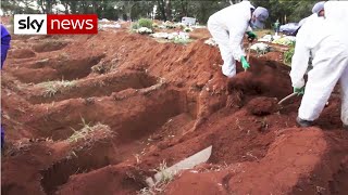 Brazilians dig mass graves as Bolsonaro dismisses COVID19 pandemic as a little flu [upl. by Nawak672]