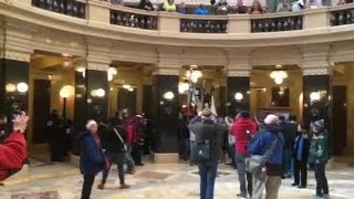 Menominee tribe protest in Capitol 21815 [upl. by Nashbar]