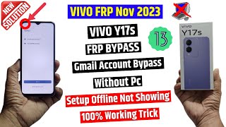 Vivo Y17s Frp Bypass  Vivo v2310 Frp Unlock Android 13  Vivo V17s Setup Offline not Showing [upl. by Horowitz]