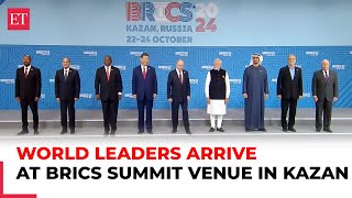 BRICS 2024 PM Modi Xi Jinping Iranian Prez and other leaders arrive at the summit venue in Kazan [upl. by Banwell]