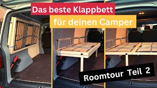 Camporter  Roomtour Teil 2  Klappbett im VW Bus T6  kurzer Radstand [upl. by Stanislaus139]