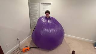 Inflating a 6 foot purple pvc ball suit [upl. by Lachish597]