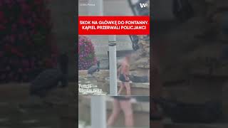 Kąpał się w fontannie Zabawę przerwali policjanci [upl. by Kosiur758]