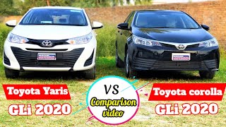 Toyota Yaris Gli 2020 VS Toyota Corolla Gli 2020 Side by Side Comparison [upl. by Bundy]