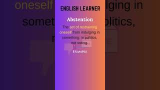 English Word  Abstention  Meaning With An Example englishwords english abstention [upl. by Albertine]