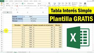 Como hacer una TABLA de INTERES SIMPLE en Excel [upl. by Repip907]