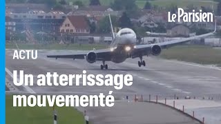 Suisse  un Boeing rebondit sur la piste d’atterrissage tangue et redécolle en urgence [upl. by Eolc]