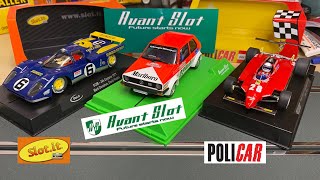 brand new Policar Ferrari 126 C2  Avant Slot VW Golf GTI  Scaleauto Track  Slotit Ferrari 512 [upl. by Anwat]