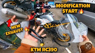 Ktm rc390 Ki modification start kar di 🔥 New exhaust laga lia  vloggersobiaofficials [upl. by Yelrak305]