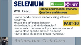 PART 10  Selenium with CNET Tutorial and Practical Interview Questions and Answers Live Project [upl. by Johathan]