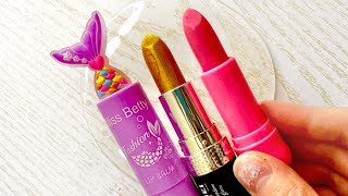 ASMR Lipstick Slime Coloring Slime with Lipsticks Satisfying Slime Videos [upl. by Airahcaz]