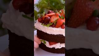 Quick amp Delicious Creamy Chocolate Cake 🍫🍓shortvideo chocolatecakeredfruitcak [upl. by Tiffanie222]