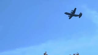 2 USAF Lockheed Martin C130J30 Hercules aircraft passing by near my house [upl. by Ahsile]