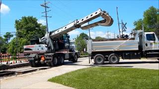 Union Pacific Railroad Gradall XL4100 Series II Ripping Out a Crossing [upl. by Anazus]