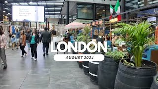 Walking Tour Old Spitalfields Market London Shops Restaurants 4K 82024 [upl. by Muryh]