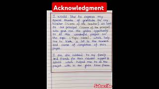 Acknowledgment l acknowledgment for project l how to write acknowledgment for project [upl. by Ruff]