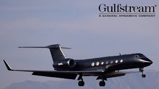 ALL BLACK Gulfstream G550  Van Nuys Airport Plane Spotting [upl. by Marcia]