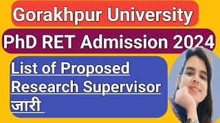 DDU  PhD RET Admission 2024 List of Proposed Research Supervisor [upl. by Kinnard60]