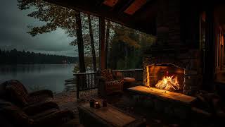 Cozy Rain on Porch with Crackling Fireplace and Gentle Rain Sounds to Relaxing and Sleeping [upl. by Nhguaval149]