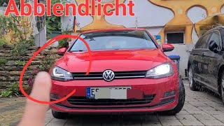 Licht am Auto defekt Was bedeutet die Meldung Abblendlicht am Auto VW Golf [upl. by Nylsirk]