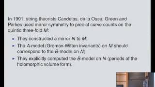 Homological Mirror Symmetry  Nicholas Sheridan [upl. by Sesmar238]