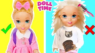 Elsie and Annie School Morning Routine For Kids  Pretend Play [upl. by Atikim]