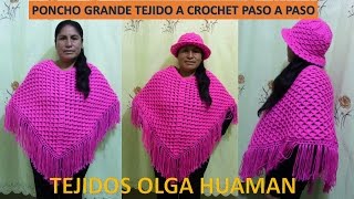 Poncho a crochet en punto abanicos en relieve paso a paso conjunto del sombrero [upl. by Nylrad]