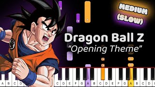 Learn To Play Opening Theme Dragon Ball Z on Piano Medium SLOW 50 Speed [upl. by Kerrill]