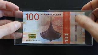 New 100 Norwegian Kroner banknote Viking ship Beautiful [upl. by Balbinder550]