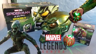 Spiderman No Way Home Green Goblin Mask and Pumpkin Bomb collectables Marvel Legends Series [upl. by Ahseinet]