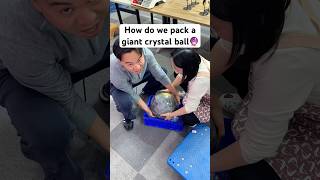 This is how we pack a giant crystal sphere🔮💪this is about team work crystalshop crystalsphere [upl. by Lotti]