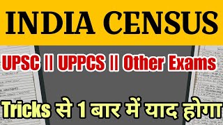 CENSUS INDIA 2011 with TRICKS  UPPCS UPCS ROARO and Other Exams  uppcs upcs census2011 [upl. by Lundeen]