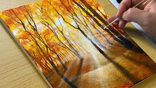 Easy Way to Paint a Autumn Forest  Acrylic Painting for Beginners [upl. by Poock696]