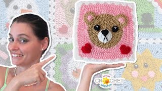 Teddy Bear Square  February Fancy Granny Calendar Blanket  Crochet Pattern [upl. by Elohc]