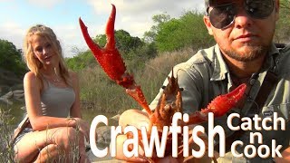 Crawfish Catch N Cook Survival Hand Caught  Fire Grilled Crawdads [upl. by Berstine428]