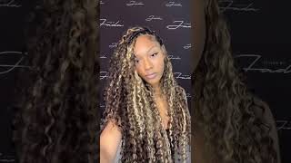 🔥Boho braids using 3 bundles of 427 deep wave Human Braiding Hair braidhairstylesforblackwomen [upl. by Refynnej]