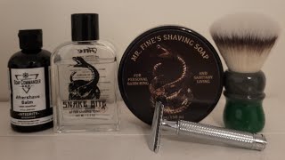 Wet shaving Yaqi Mocha shaving brush and Mr Fine Snake Bite [upl. by Eniron]