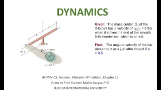 DYNAMICS Example 1944 Principle of angular momentum collision [upl. by Ytsanyd811]