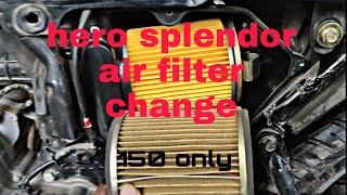 Hero splendor plus i3sibs or any splendor air filter change [upl. by Ezzo40]