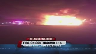 Witness video captures fire on I15 near Valley of Fire exit [upl. by Detta]