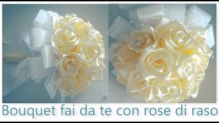 Bouquet fai da te con rose di raso  DIY bouquet with satin roses [upl. by Leahcimrej]